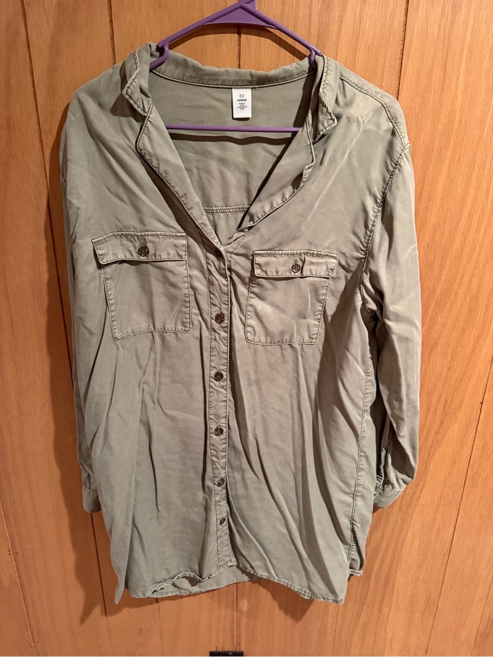 H&M Olive Green Button-Down Utility dress
